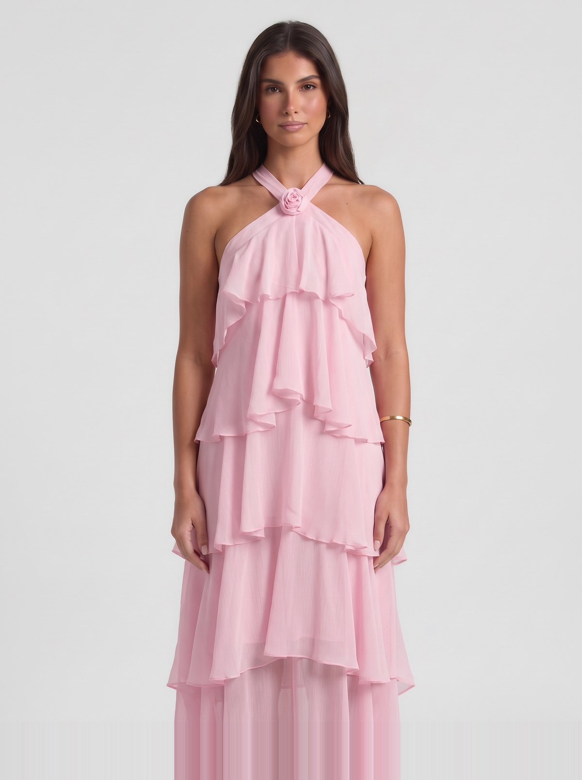 Felicia Tiered Maxi Dress – Pink