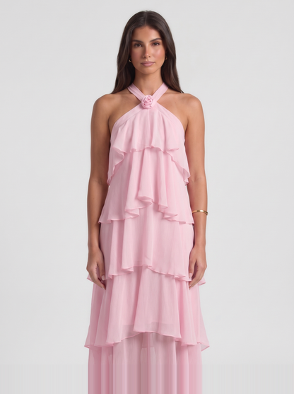 Felicia Tiered Maxi Dress – Pink