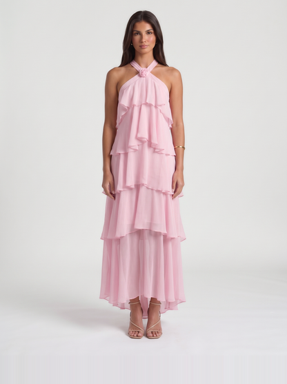 Felicia Tiered Maxi Dress – Pink