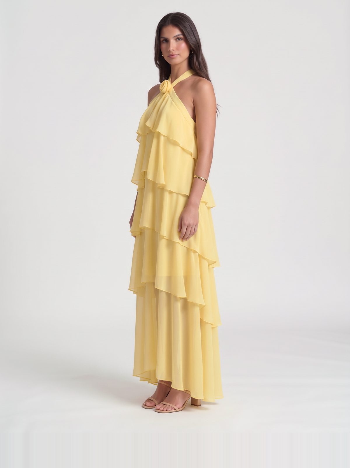 Felicia Tiered Maxi Dress – Yellow