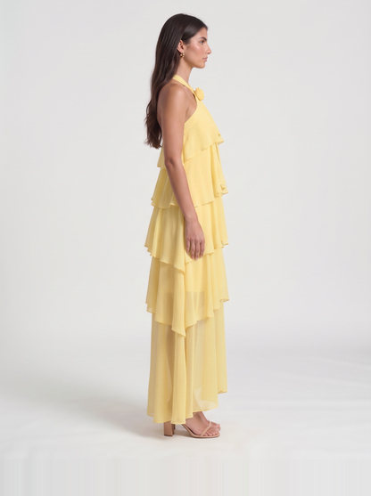 Felicia Tiered Maxi Dress – Yellow
