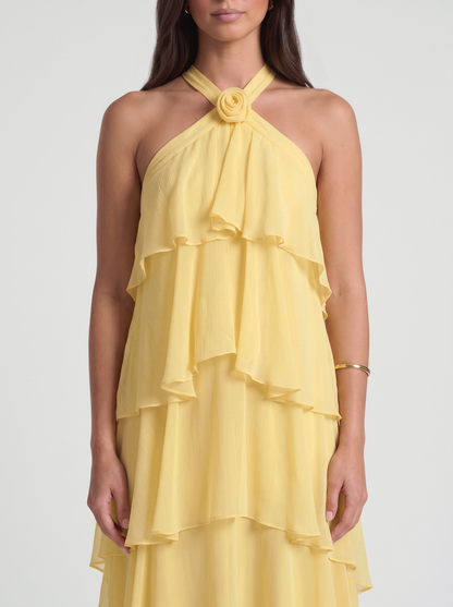 Felicia Tiered Maxi Dress – Yellow