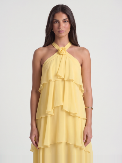 Felicia Tiered Maxi Dress – Yellow