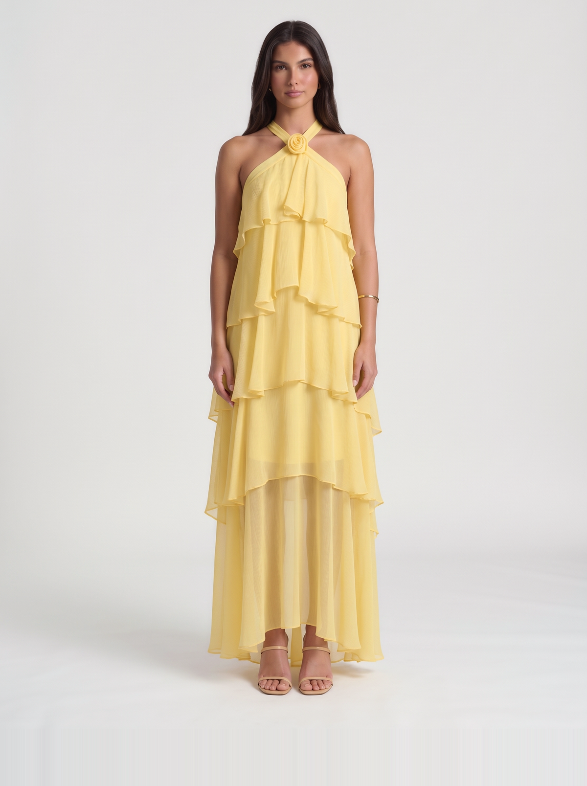 Felicia Tiered Maxi Dress – Yellow