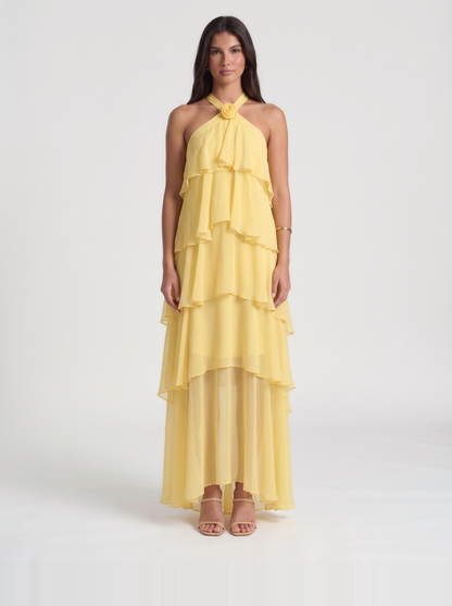 Felicia Tiered Maxi Dress – Yellow