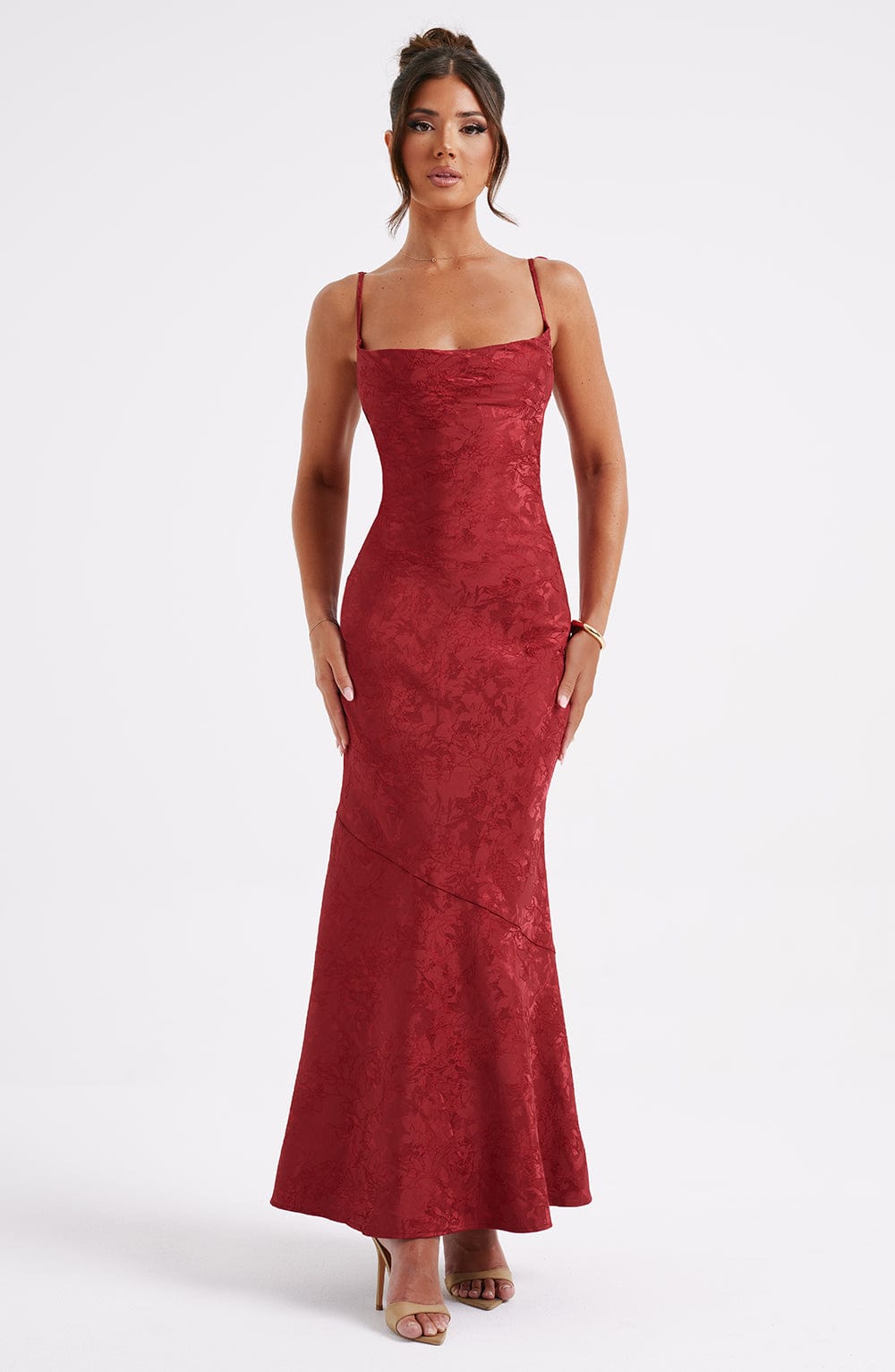 Greer Square Maxi Dress – Red