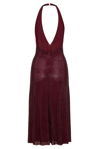 Harlow Diamante Midi Dress – Burgundy