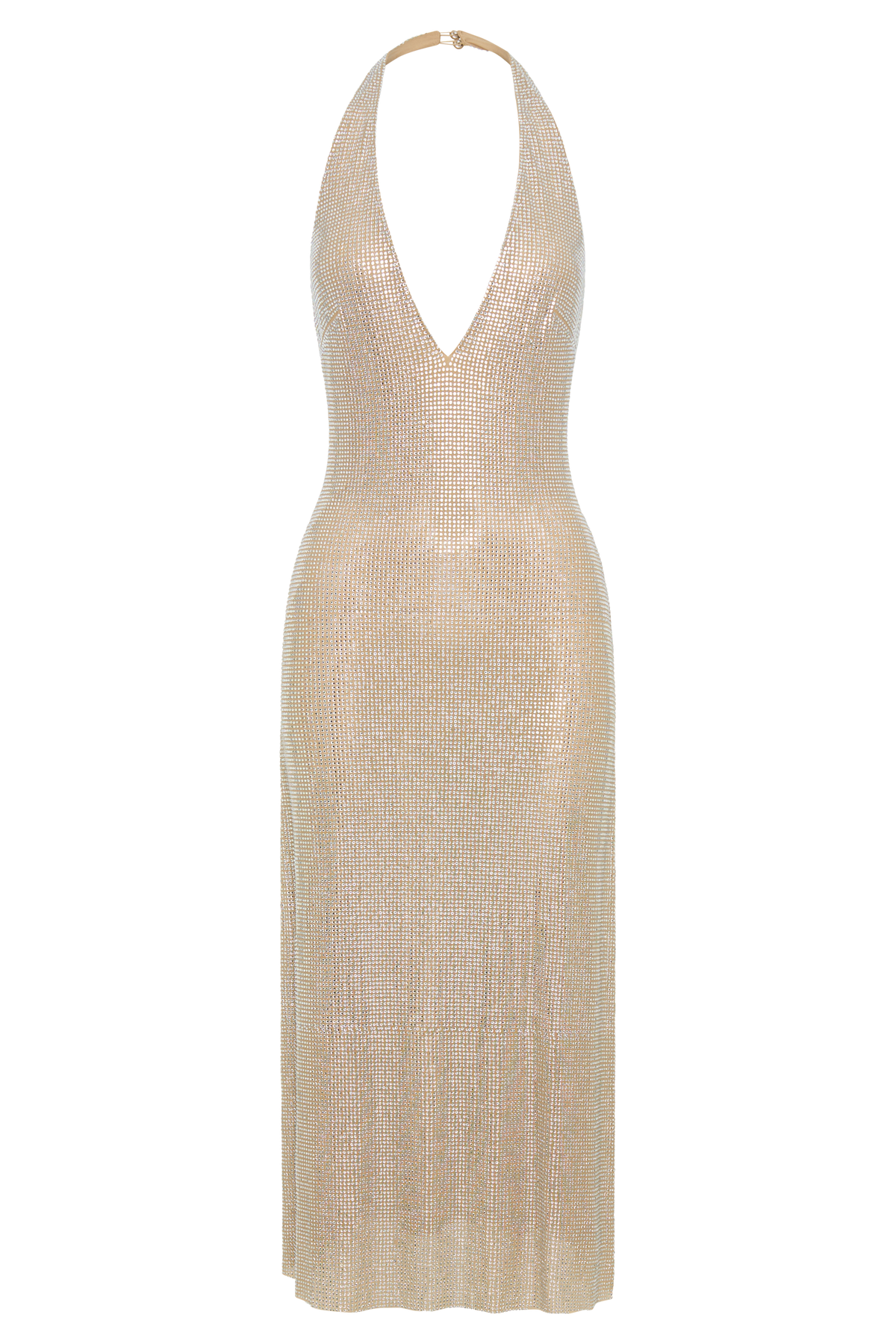 Harlow Diamante Midi Dress – Gold