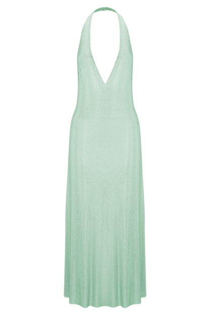 Harlow Diamante Midi Dress – Sage Green