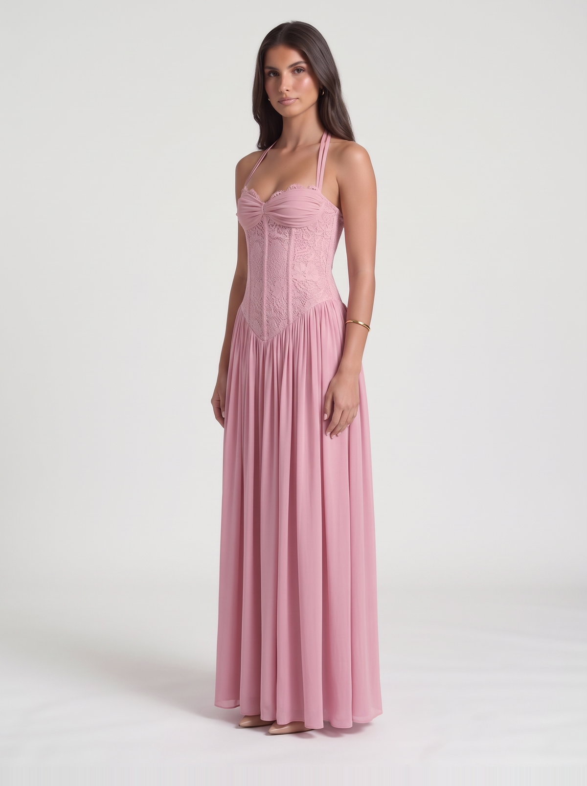 Isabella Lace Maxi Dress – Pink
