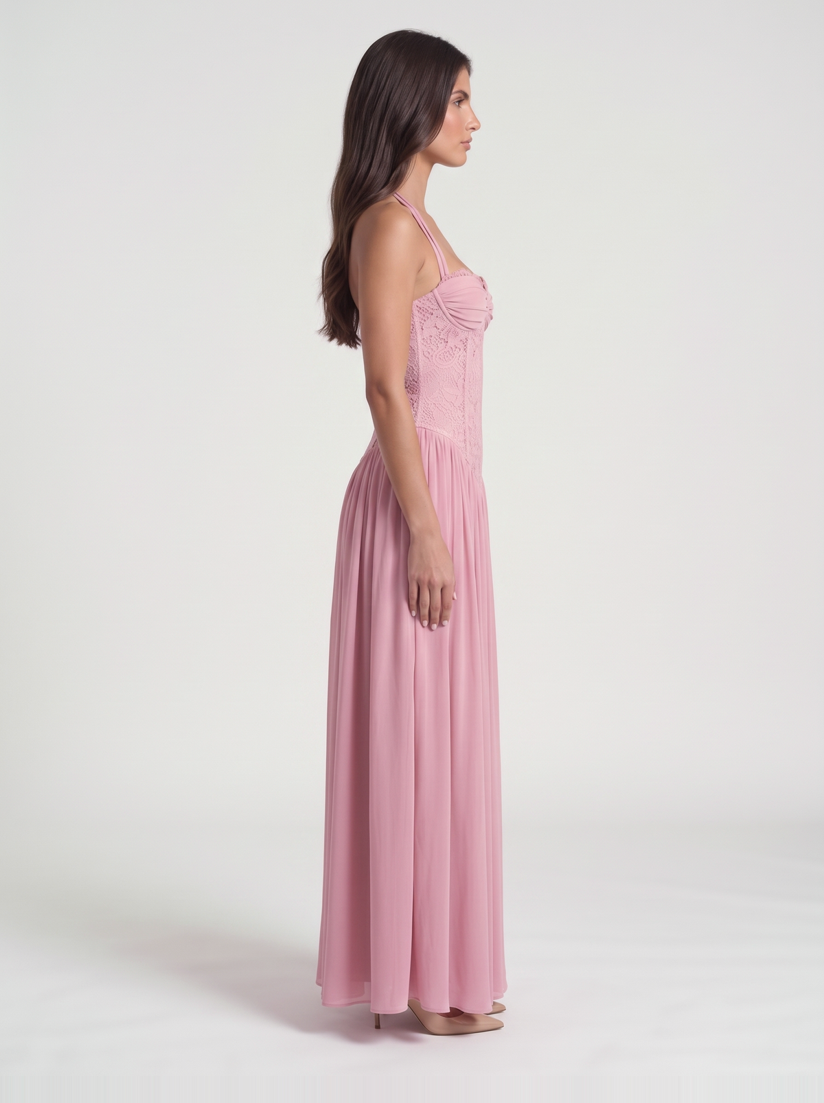 Isabella Lace Maxi Dress – Pink