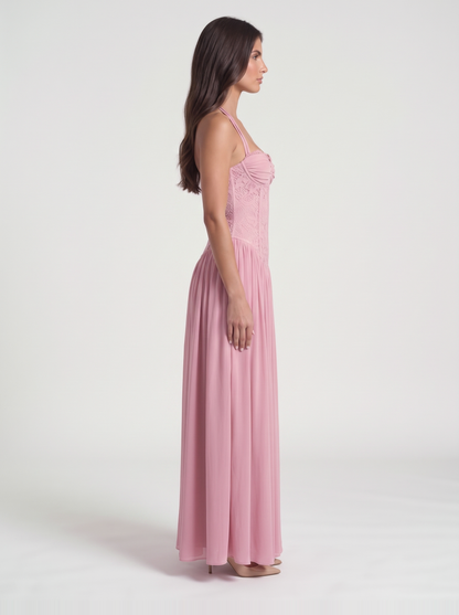Isabella Lace Maxi Dress – Pink