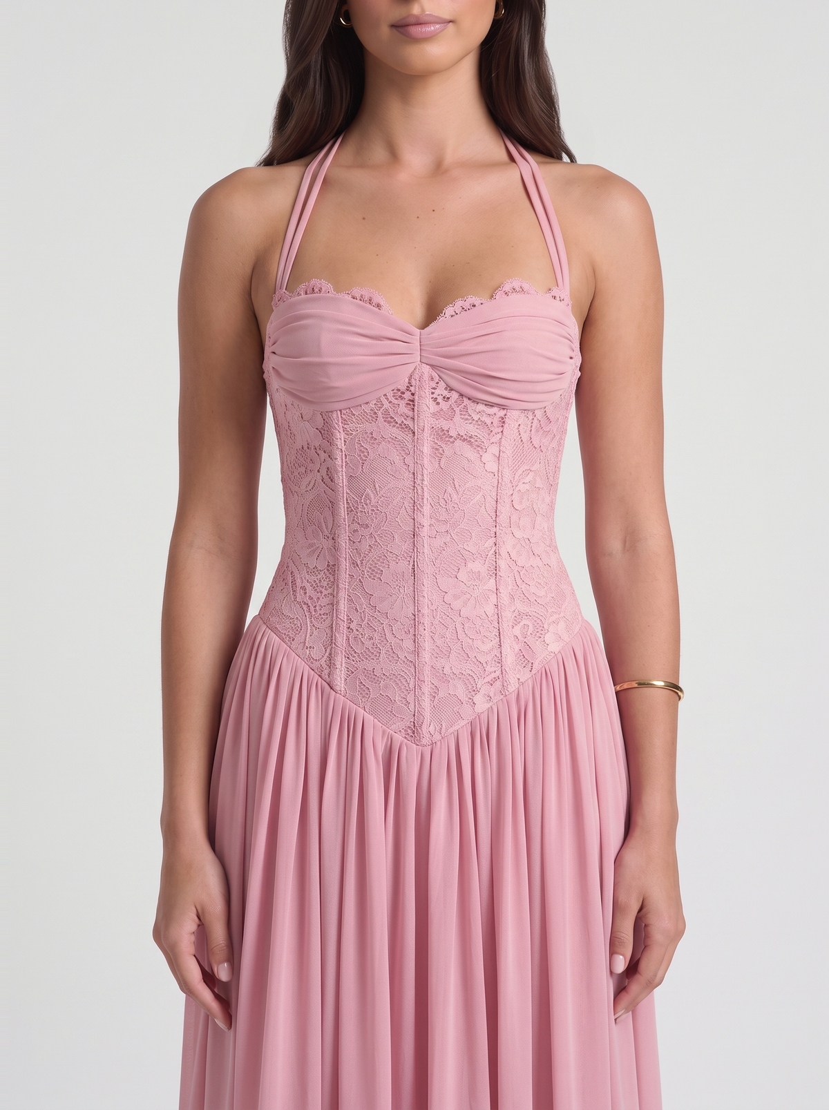 Isabella Lace Maxi Dress – Pink