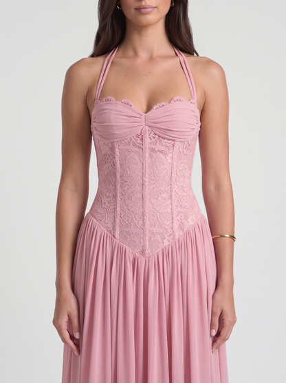 Isabella Lace Maxi Dress – Pink