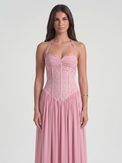 Isabella Lace Maxi Dress – Pink