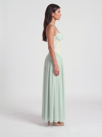 Isabella Lace Maxi Dress – Sage Green