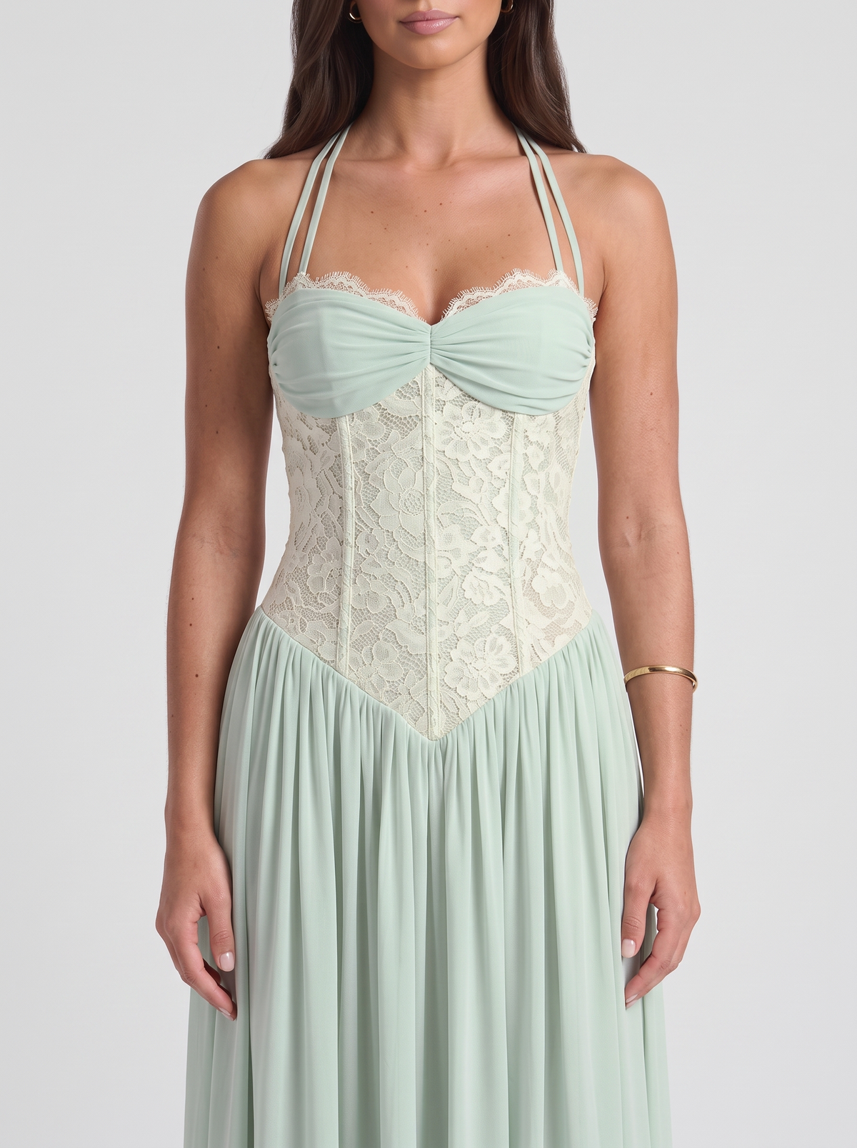 Isabella Lace Maxi Dress – Sage Green