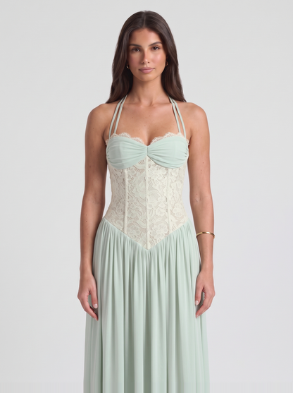 Isabella Lace Maxi Dress – Sage Green