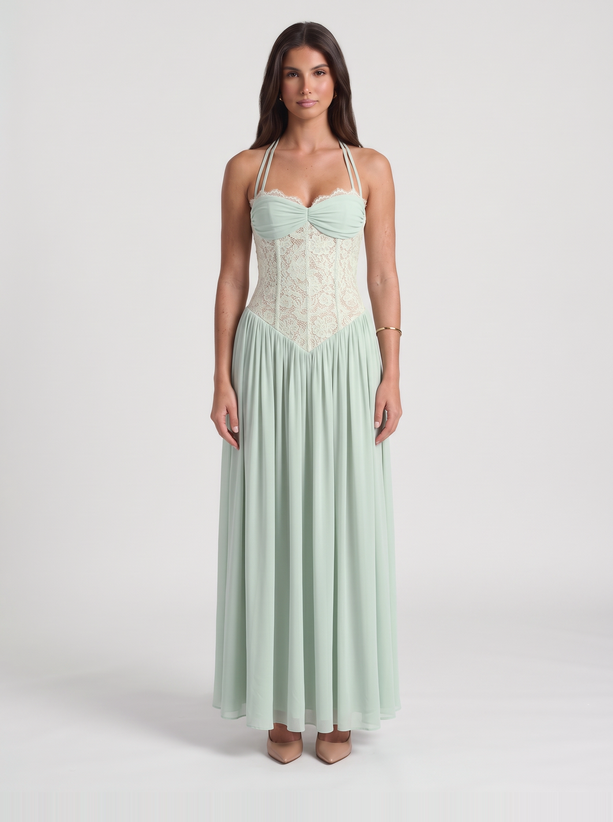 Isabella Lace Maxi Dress – Sage Green