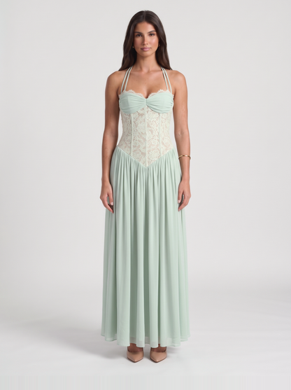Isabella Lace Maxi Dress – Sage Green