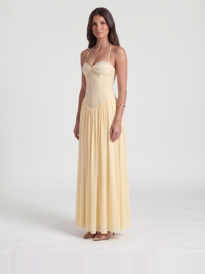Isabella Lace Maxi Dress – Yellow