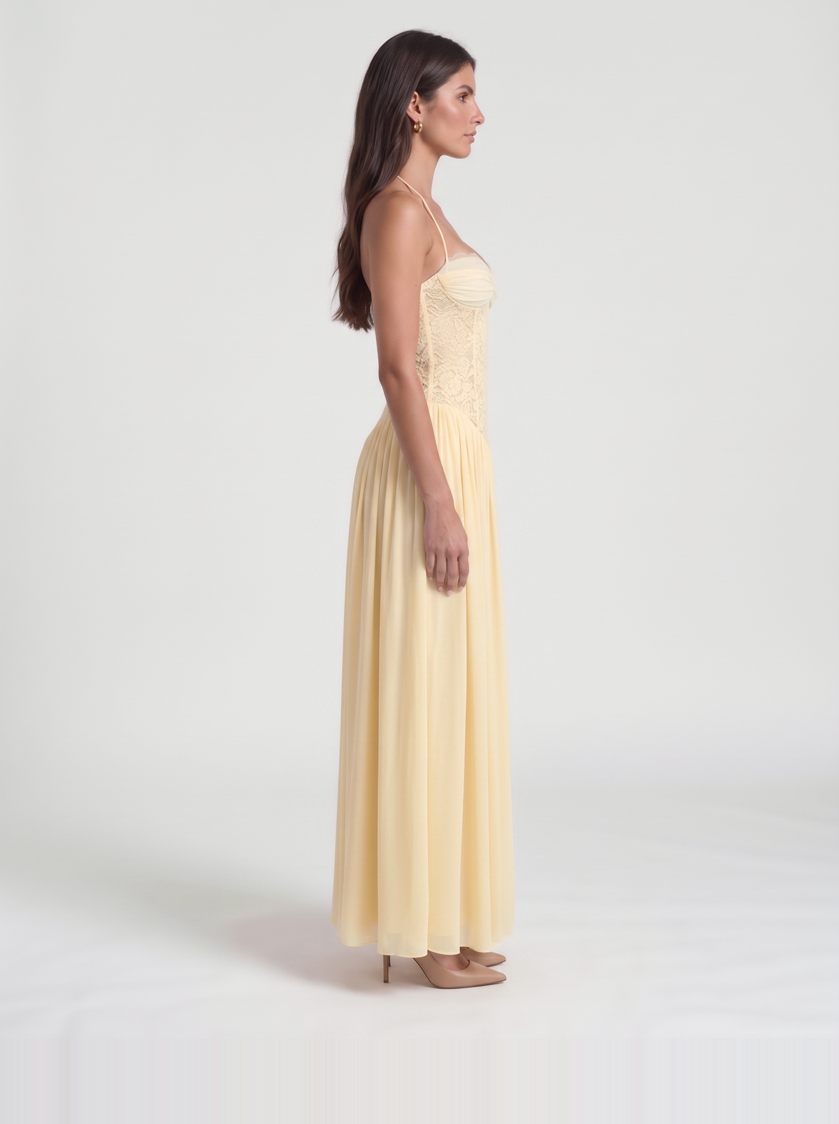 Isabella Lace Maxi Dress – Yellow