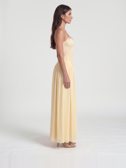 Isabella Lace Maxi Dress – Yellow