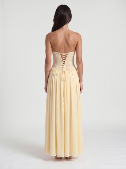 Isabella Lace Maxi Dress – Yellow