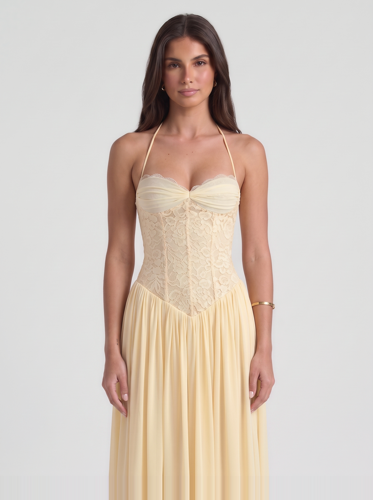 Isabella Lace Maxi Dress – Yellow