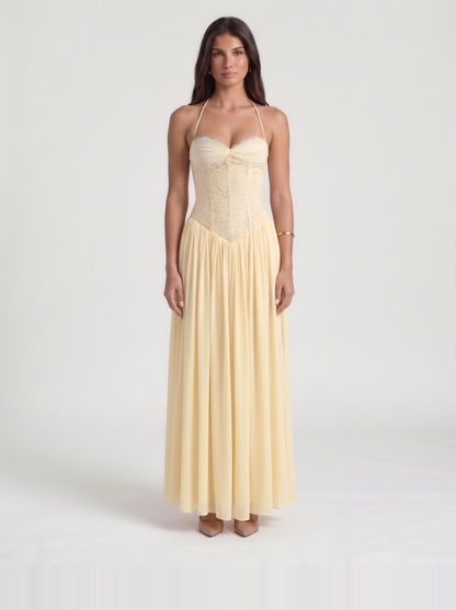 Isabella Lace Maxi Dress – Yellow