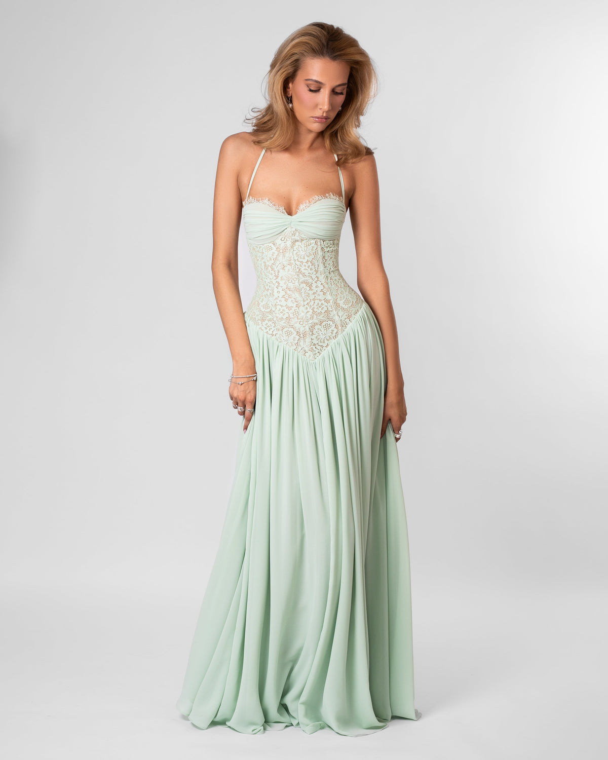 Juliette Lace Maxi Dress – Green