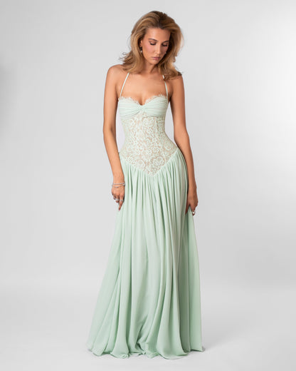 Juliette Lace Maxi Dress – Green