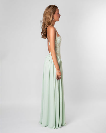 Juliette Lace Maxi Dress – Green