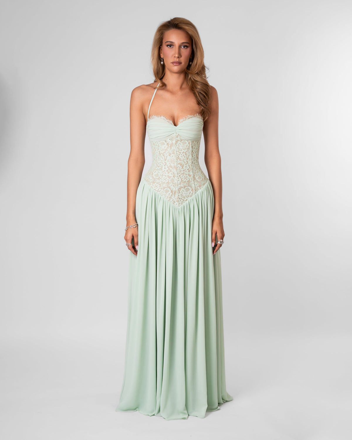 Juliette Lace Maxi Dress – Green