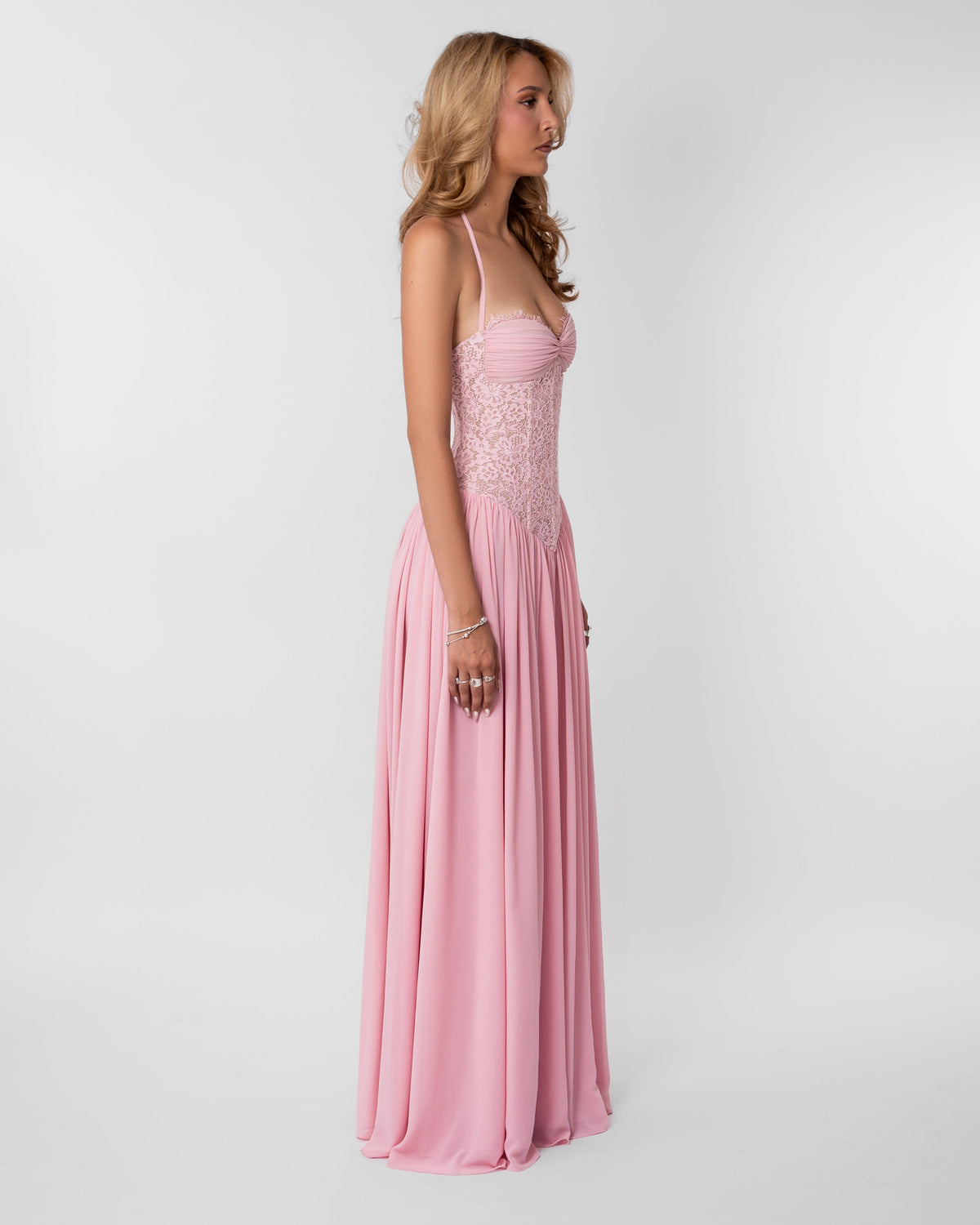 Juliette Lace Maxi Dress – Pink