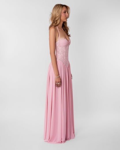 Juliette Lace Maxi Dress – Pink