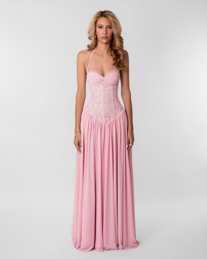Juliette Lace Maxi Dress – Pink