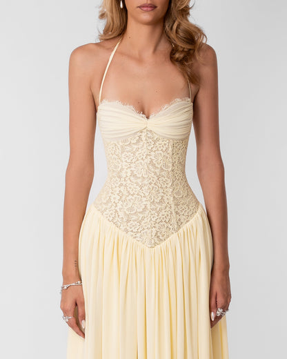 Juliette Lace Maxi Dress – Yellow