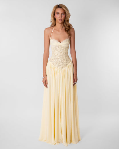 Juliette Lace Maxi Dress – Yellow
