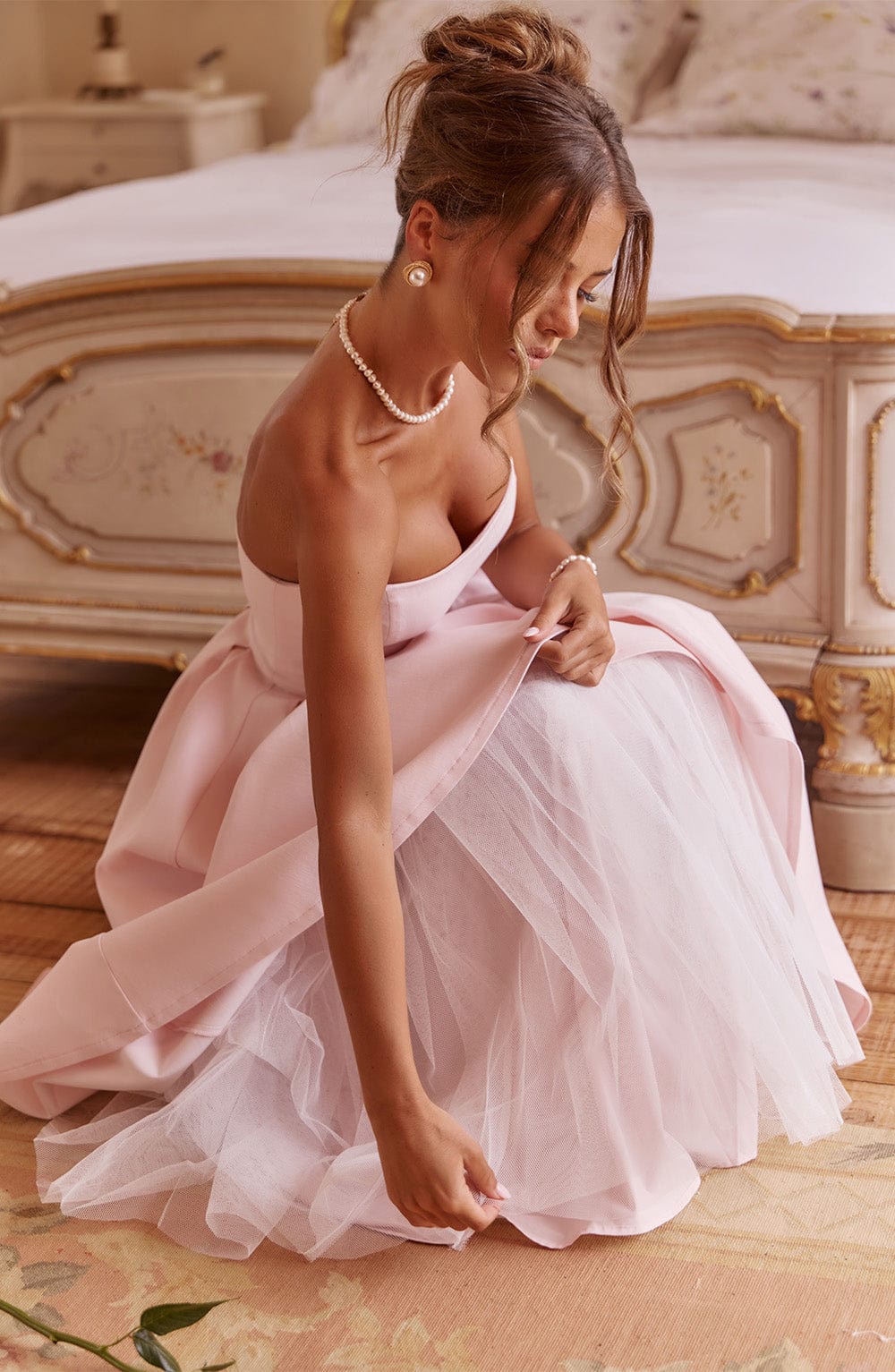 Maeve Strapless Midi Dress – Light Pink - Blush / L - Women's Fashion