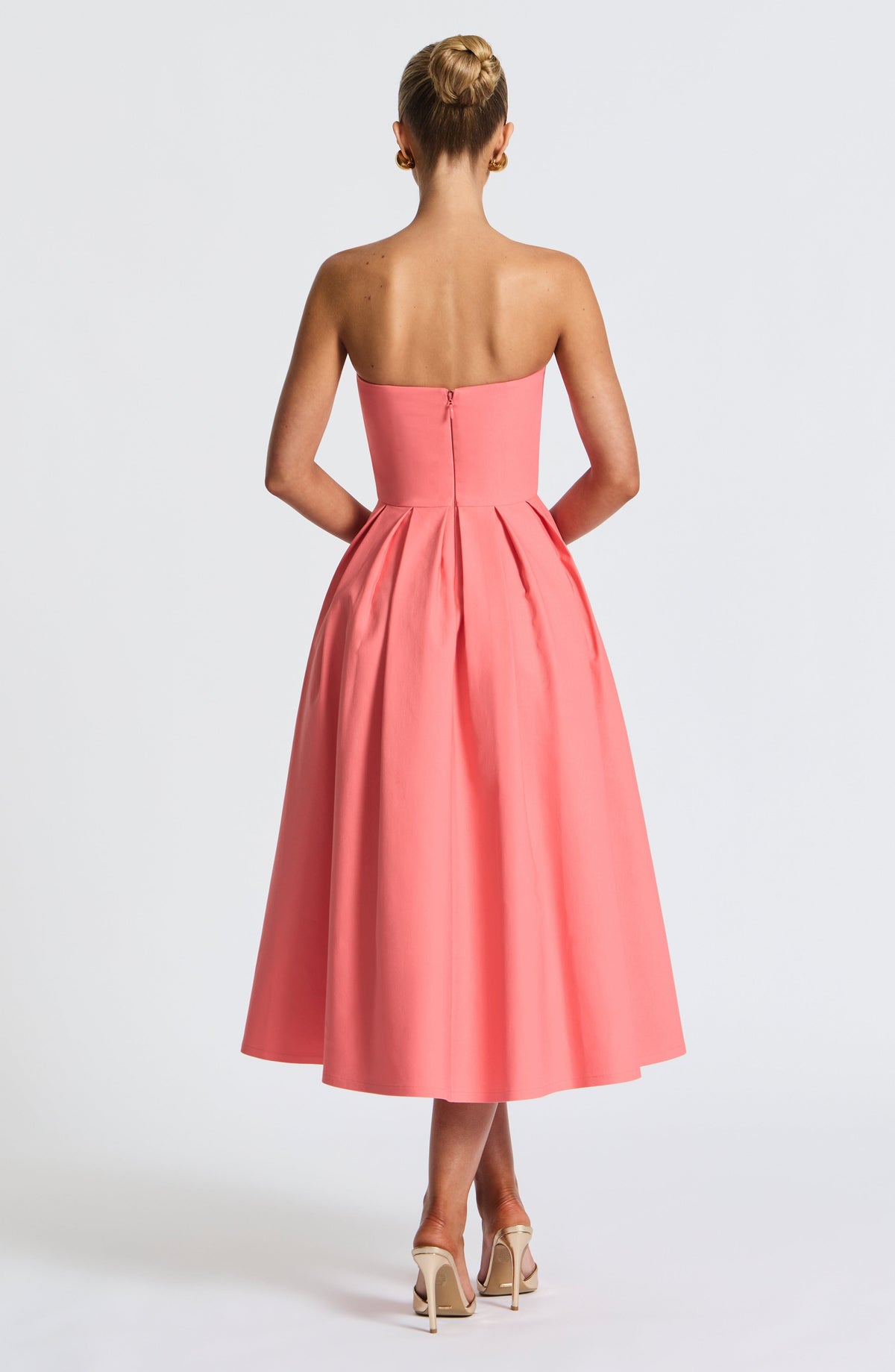 Maeve Strapless Midi Dress – Pink