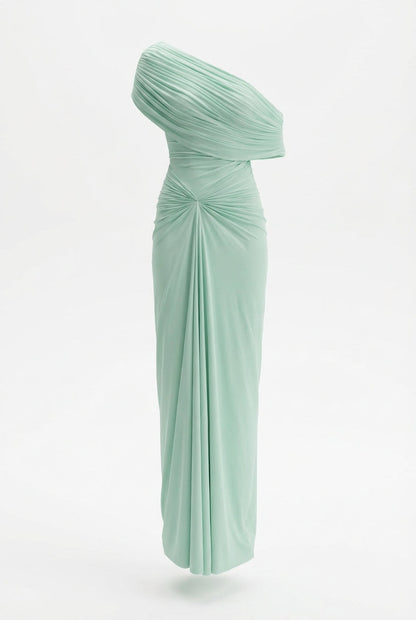 Melanie Ruched Maxi Dress – Green
