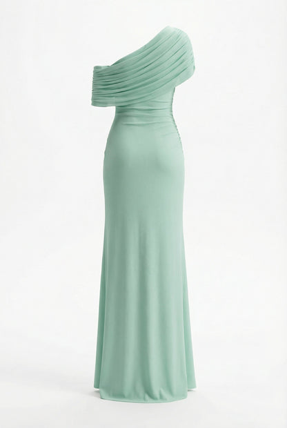 Melanie Ruched Maxi Dress – Green