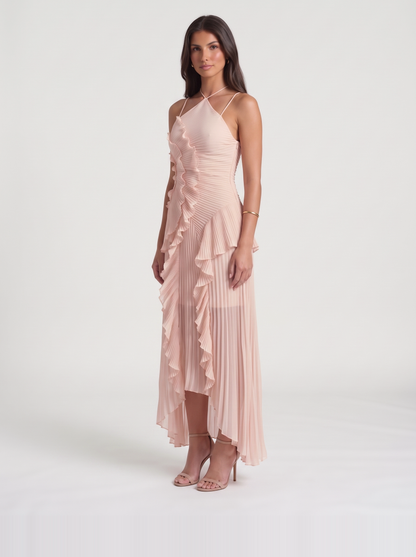 Nathalie Ruffle Maxi Dress – Pink