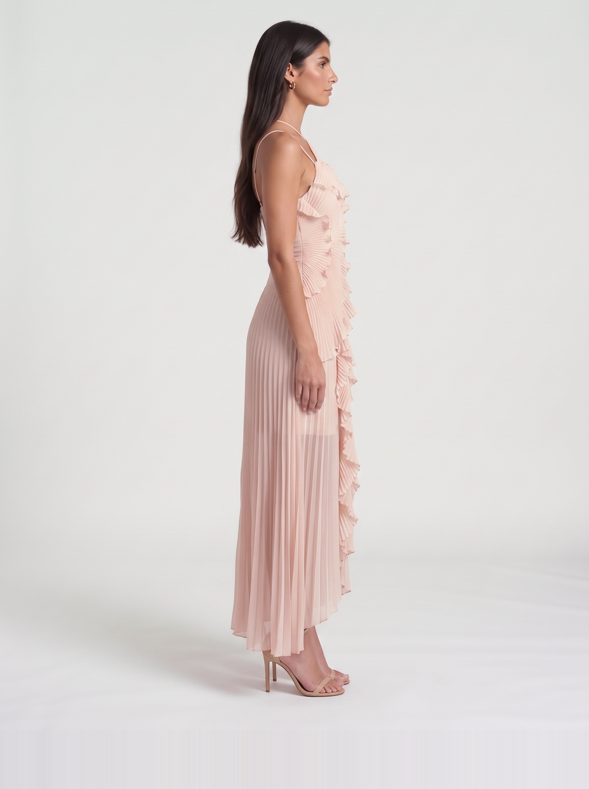 Nathalie Ruffle Maxi Dress – Pink