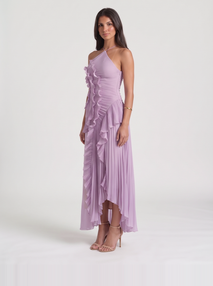 Nathalie Ruffle Maxi Dress – Purple
