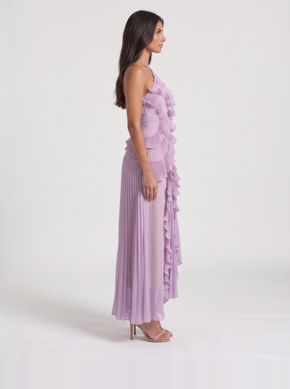 Nathalie Ruffle Maxi Dress – Purple