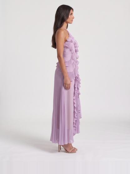 Nathalie Ruffle Maxi Dress – Purple