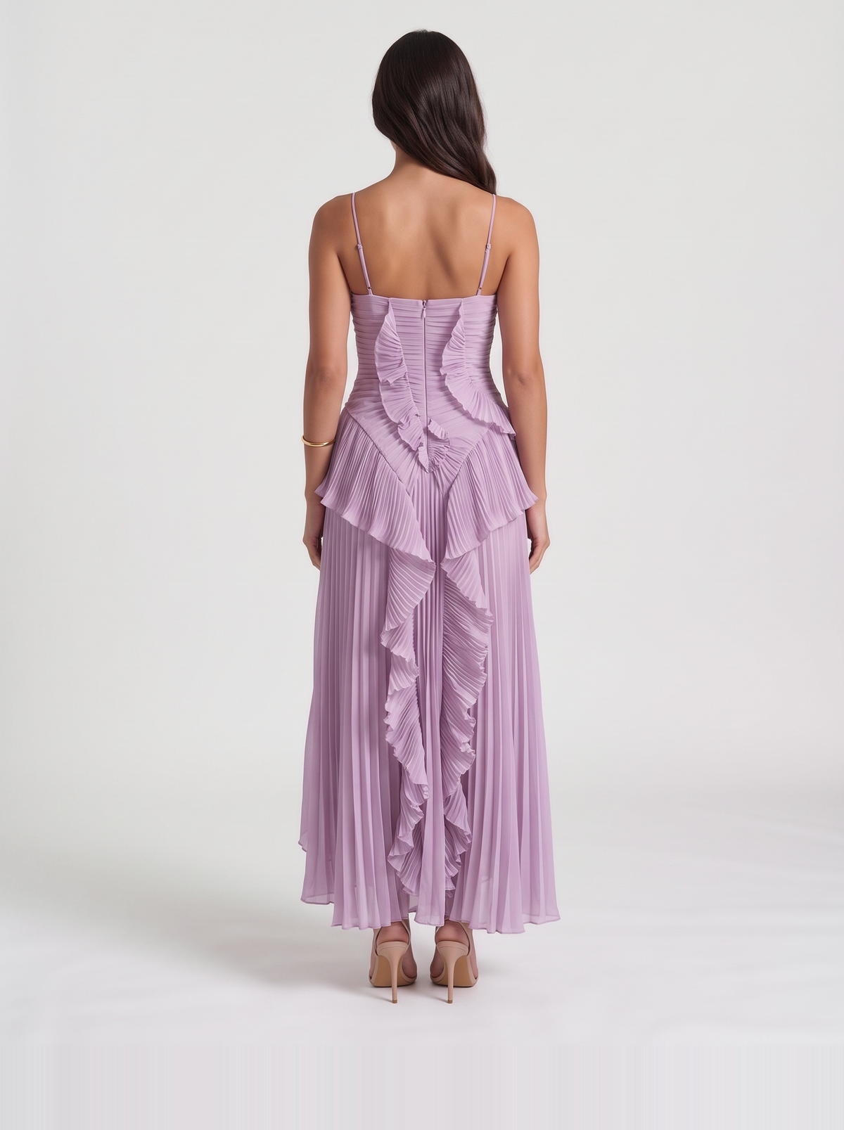 Nathalie Ruffle Maxi Dress – Purple