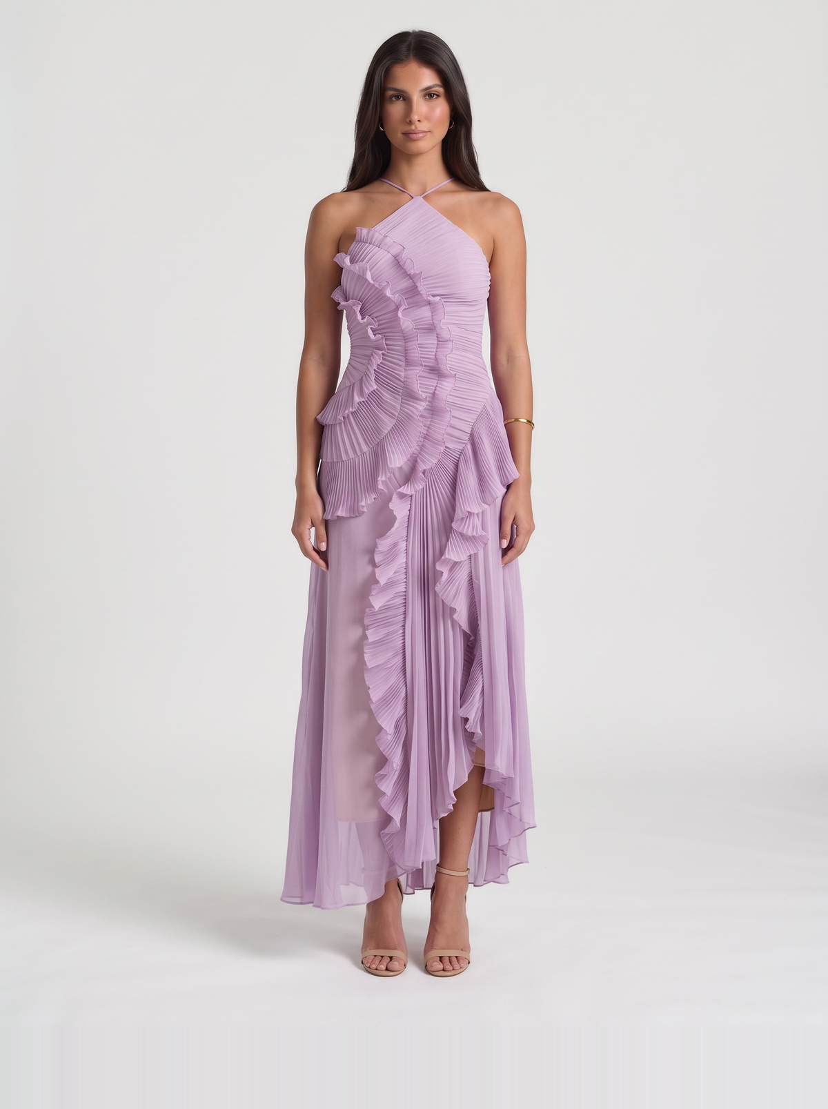 Nathalie Ruffle Maxi Dress – Purple